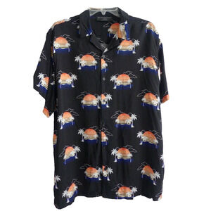 Men's Tropical‎ Sunset Shirt LARGE No Boundaries Y2K Hawaiian Festive Aloha